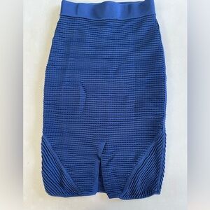 bebe Blue Textured Pencil Skirt